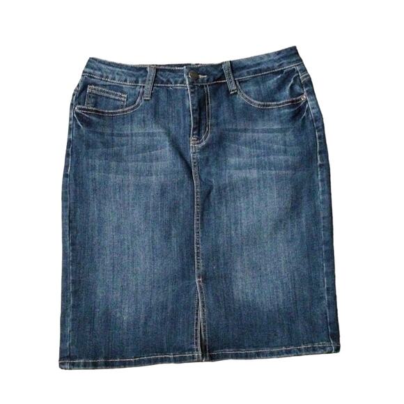 Project Indigo Stretch Denim Skirt  Women's Sz 10 Blue Boho  Mid Length Western - Picture 2 of 6